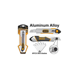 CÚTER DE ALUMINIO PROF. 18MM - 6 HOJAS INGCO HKNS1808