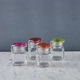 Especieros de Vidrio x4 Con Tapa Clip de Colores 120 cc