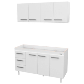Combo Mueble Cocina Mosconi 1,40m Sin Bacha Blanco