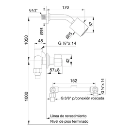 Grifería de ducha FV arizona movil 2 llaves 0109/B1P-CR