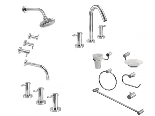 Griferia baño comp.Hidromet Fly Lavatorio Bidet Ducha+Kit