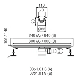 Desagüe FV 60 cm acero inoxidable lineal 0351.01.6-AI