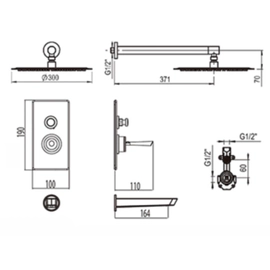 Griferia ducha c/transferencia monocomando Hidromet Icon black 11103NEGR