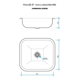 Bacha de Cocina Johnson EE37 430 37x37x15