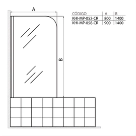 Mampara Ferrum rebat vidr transp. cr NM91A-NS//KHI-MP-058-NS