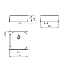 Bacha de baño Ferrum tori de apoyar cuadrada TOR-BH-046-BL