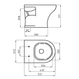 Inodoro corto Ferrum veneto sin tapa VNT-IN-002-BL