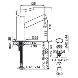 Grifería de lavatorio FV libby monocomando 0181/39-CR