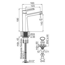 Grifería de lavatorio FV aromo monocomando 0181/D8-CR