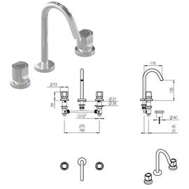 Combo grifería de baño Hidromet semplice Lav+Ducha+Bidet 700308CR