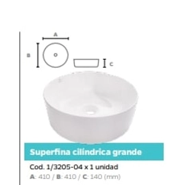 Bacha Pringles Cilindrica Grande de apoyo suoperfina 3205-04 bco