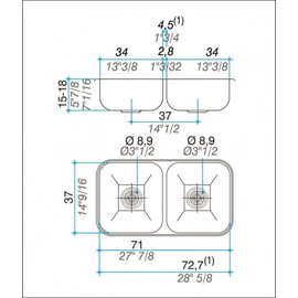 Bacha de cocina doble Johnson C37/18 c/Antirrebalse