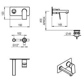 Griferia de lavatorio Monoc pared Hidromet Raptor skin 9480