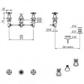 Griferia baño Hidromet Bidet Triumph Cruz Cromo