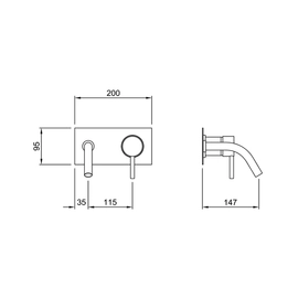 Griferia de lavatorio pared Peirano Black velvet Monoc 63-190