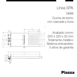 Griferia Piazza Terme Ducha c/lluvia,cascada 54005