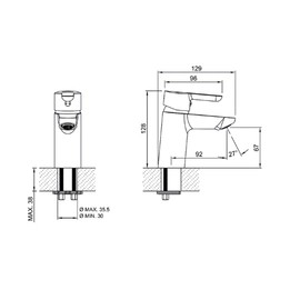 Griferia de Lavatorio Peirano Adra Monoc cr 60-203