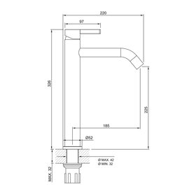Griferia lavatorio monocomando alto steel 61-205-CR Peirano