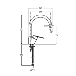 Griferia cocina monocomando Roca Victoria cromo A5A8425C0L
