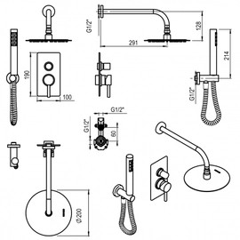 Griferia ducha Hidromet Vector 2V c/duchador 42112cr