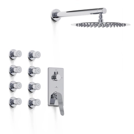 Griferia de ducha 2V c/escocesa monocomando Hidromet Space cromo 9613CRCR