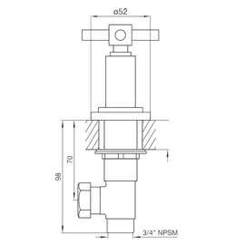 Llave de paso FV 19 mm temple laterales 0210.0/87-CR