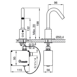 Grifería de lavatorio FV tronic electronico 0363.04P-CR