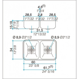 Bacha de cocina doble Johnson C28/18