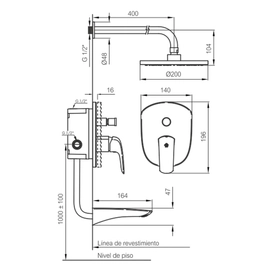 Grifería de ducha FV epuyen con transferencia 0106/L2-NG