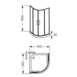 Cabina Ferrum Semicircular 2 ptas vidrio transparente NC9QZ