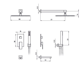 Griferia ducha 3 vias c/duchador Hidromet Intrepid 9710NEGR