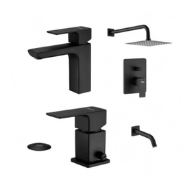 Combo Griferia Piazza Arq Lavatorio Bidet Ducha Negro