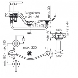 Griferia baño Fv Bidet Nerea Lever 295/59l Cromo