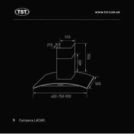 Campana de Cocina TST LACAR 90-A-3V-CM 260-90
