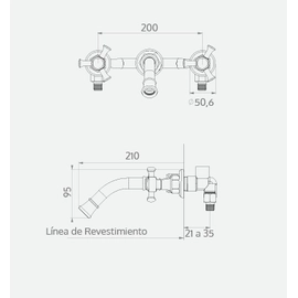 Griferia Lavatorio De Pared Antique Cruz Cromo Andez 550.40