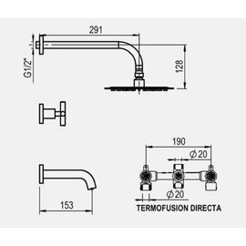 Griferia Ducha Hidromet sin transferencia SUN 4504