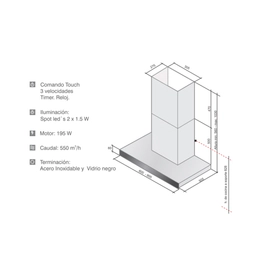 Campana de pared LLanos Premium touch 60 cm 27429