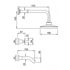 Griferia de ducha c/transf Peirano Teruel 80-154