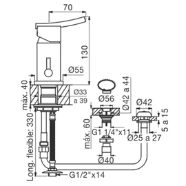 Grifería de bidet FV libby monocomando cromo 0189/39-CR