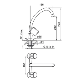 Grifería de cocina FV california pico movil 0416/17-CR