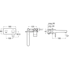 Grifería lavatorio Roca monocomando L20 de pared A5A3M09C0L