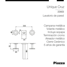 Griferia Pizza Unique Cruz Pared Cierre Ceramico