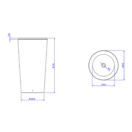 Bacha Deca de pie blanca Redonda s/agujeros LC.1271.17