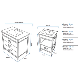 Vanitory Campi iron100 roble/vintage con mesada 1 agujero
