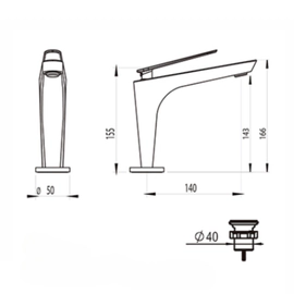 Griferia lavatorio bajo monocomando Hidromet Space Black 9601NEG