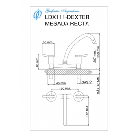 Griferia de cocina Aquor Dexter Recta cr LDX111