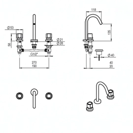 Grifería de lavatorio Hidromet semplice cromo 7001CR