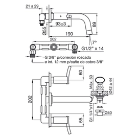 Grifería de lavatorio FV libby de pared cromo 0203/39-CR