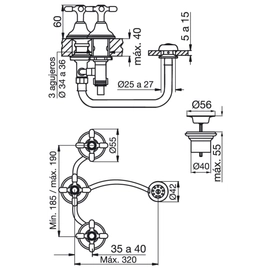 Grifería de bidet FV newport plus cromo 0295/B2P-CR