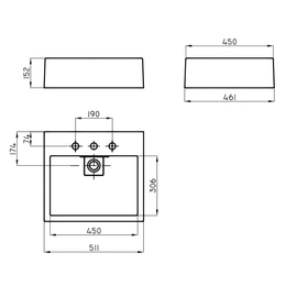 Bacha de lavatorio Ferrum temple qubiq s/agujero QUB-BH-151-BL